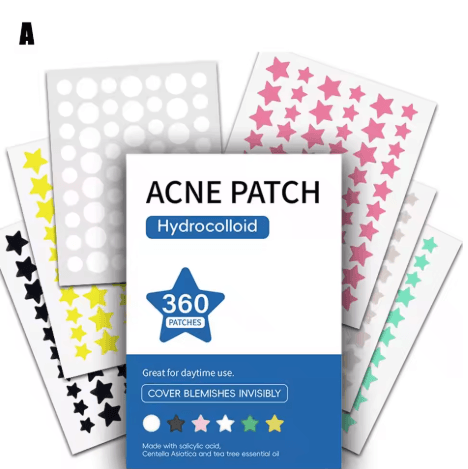 360Pcs(5 sheets) Colorful Invisible Hydrocolloid Acne Patches – Spot Treatment Stickers for Pimple Removal, Scar Care & Makeup Concealment